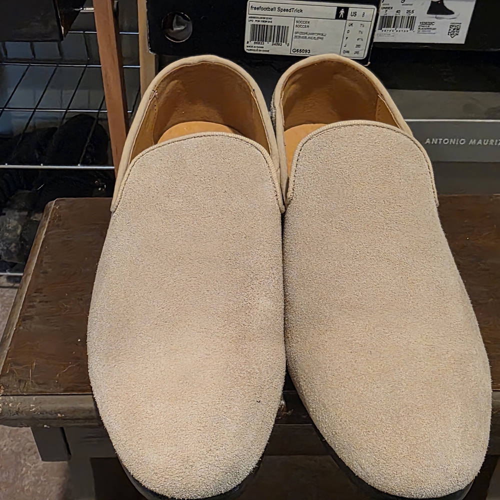 Tan Suede Slip-On Loafers with Minimalist Design